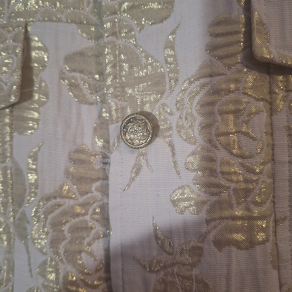 Laura Ashley Metallic Gold Floral Jean Jacket - Picture 3 of 10